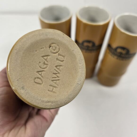 Round House Aiea Hawaii Tiki Mug 14 oz Bamboo Daga 7" Set Of 4 - Picture 5 of 8